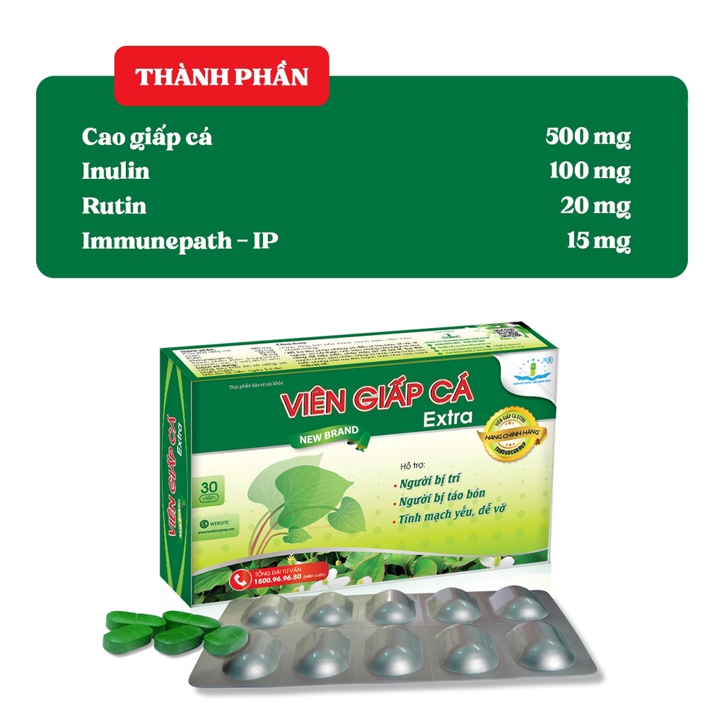 Viên Giấp Cá Extra  - Dùng cho người bị trĩ, táo bón, suy giảm tĩnh mạch - Tâm Dược