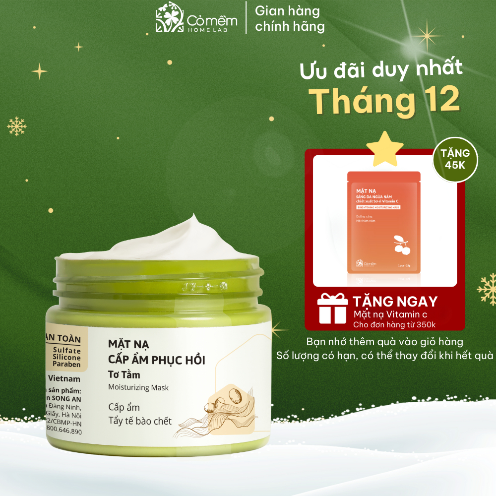 Mặt Nạ Đất Sét Cấp Ẩm Phục Hồi Da Cỏ Mềm 60g