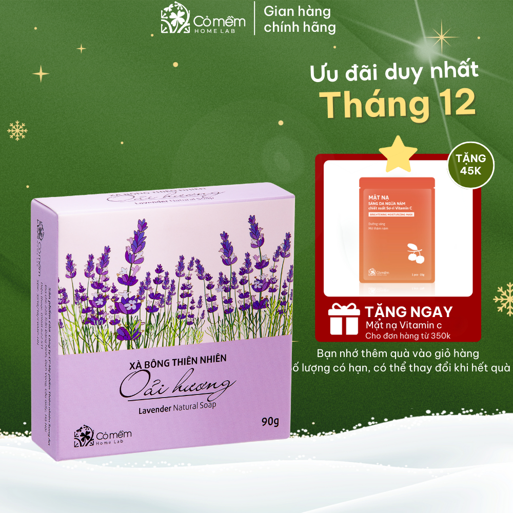 Xà bông Tắm Và Rửa Mặt Thiên Nhiên Oải Hương Lavender Thư giãn Cỏ Mềm 90g