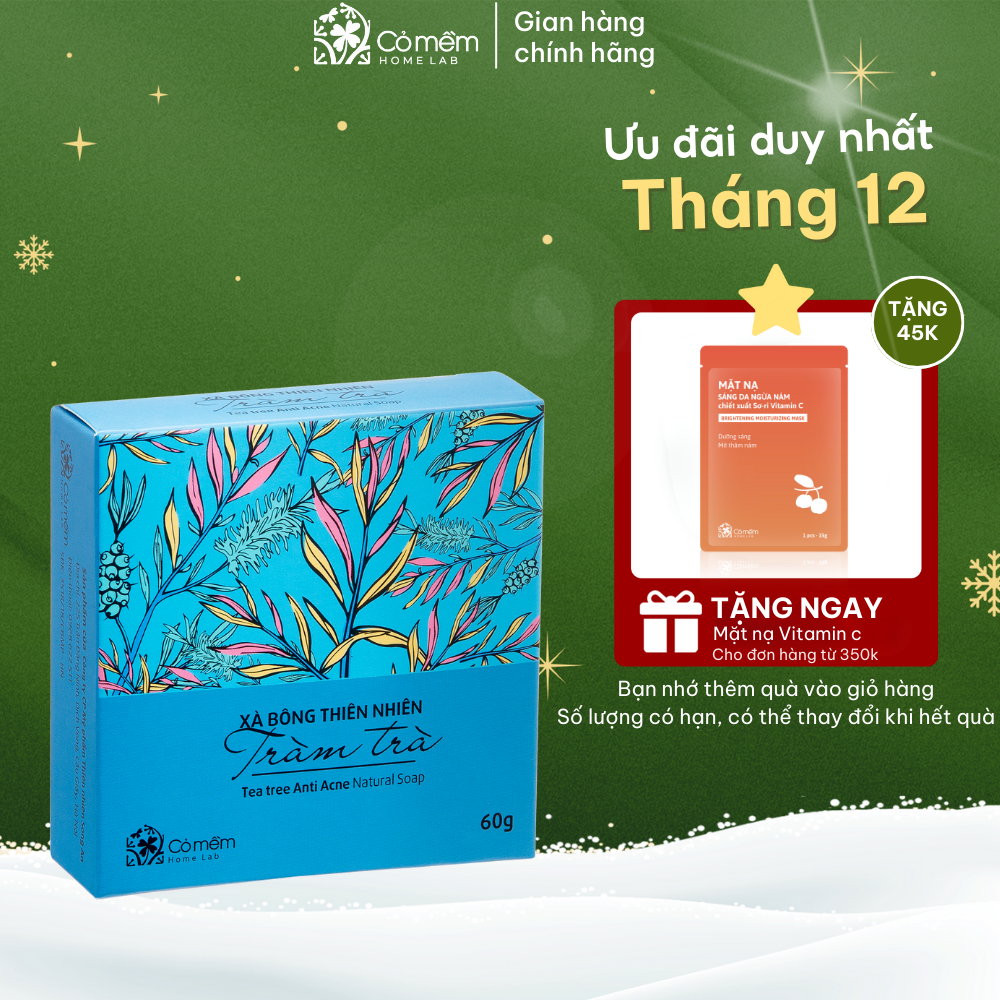 Xà Bông Rửa Mặt Tràm Trà Cho Da Dầu Mụn Bọc Cỏ Mềm 90g
