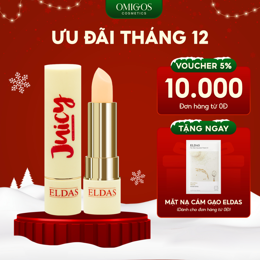 Son Dưỡng Môi Eldas Juicy, Có Màu, Dưỡng Ẩm, Mềm Mịn, Căng Mọng 5 gram/thỏi