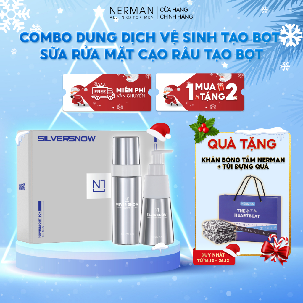 Sữa rửa mặt tạo bọt 2in1 Nano bạc Nerman Silver Snow - Hương nước hoa cao cấp 150g