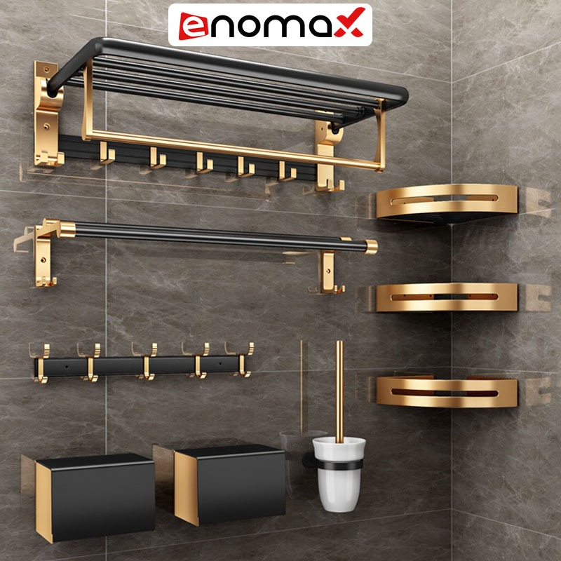 Kệ đựng đồ đa năng Enomax treo tường, chất liệu nhôm hàng không cao cấp, chịu lực siêu tốt, tặng kèm keo dán