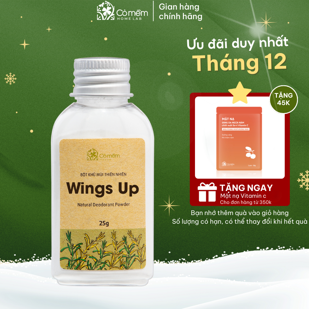 Bột Khử Mùi Wings Up Khử Mùi Hôi Chân Hôi Nách Giảm Tiết Mồ Hôi Hôi Cỏ Mềm 25g