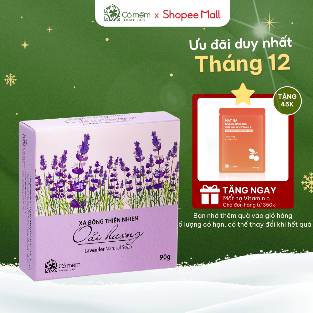 Xà bông Tắm Và Rửa Mặt Thiên Nhiên Oải Hương Lavender Thư giãn Cỏ Mềm 90g