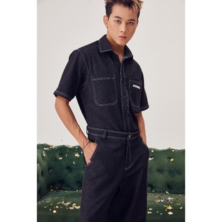 Áo sơ mi nam tay lỡ viền chỉ nổi phong cách unisex | xavia shirt | secodee