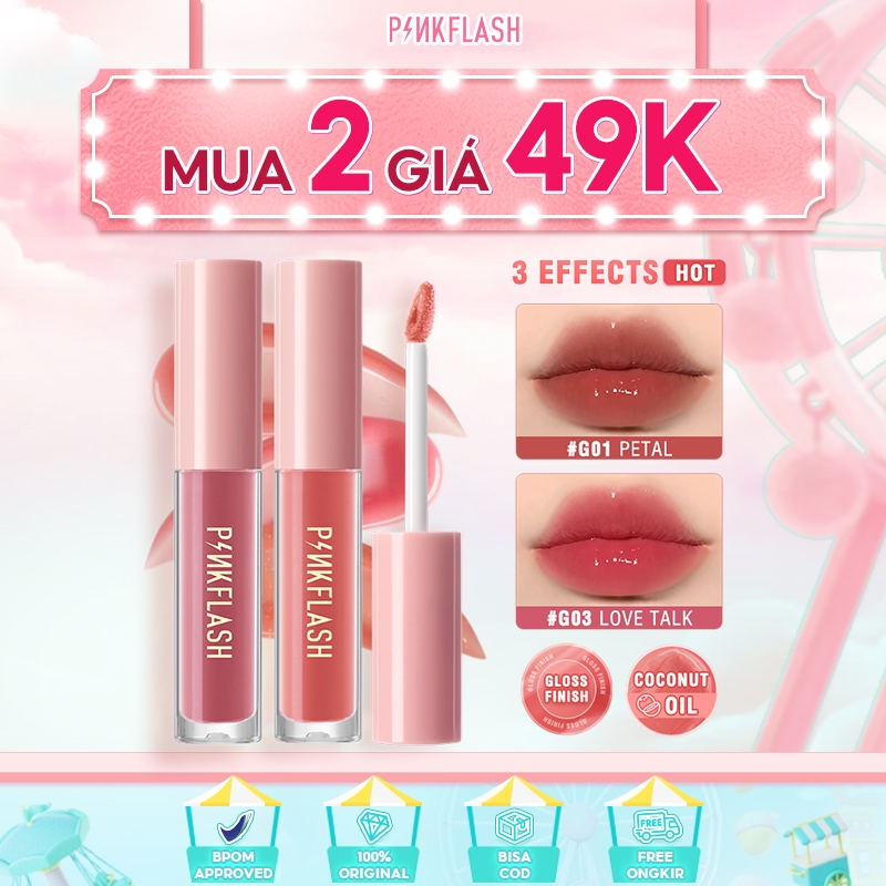 Pinkflash Son bóng dưỡng môi giữ ẩm làm sáng màu môi với 30g