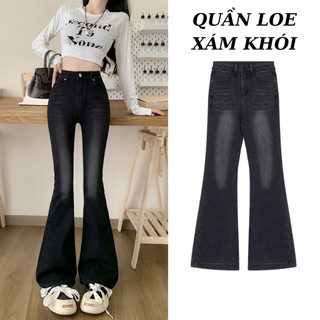 Quần Jean Nữ Ống Loe ĐEN Cạp cao Cá Tính MIAA,Quần Bò Loe Lưng Cao Dáng Loe Mài Chất Demin RETRO size SML Hotrend 2023