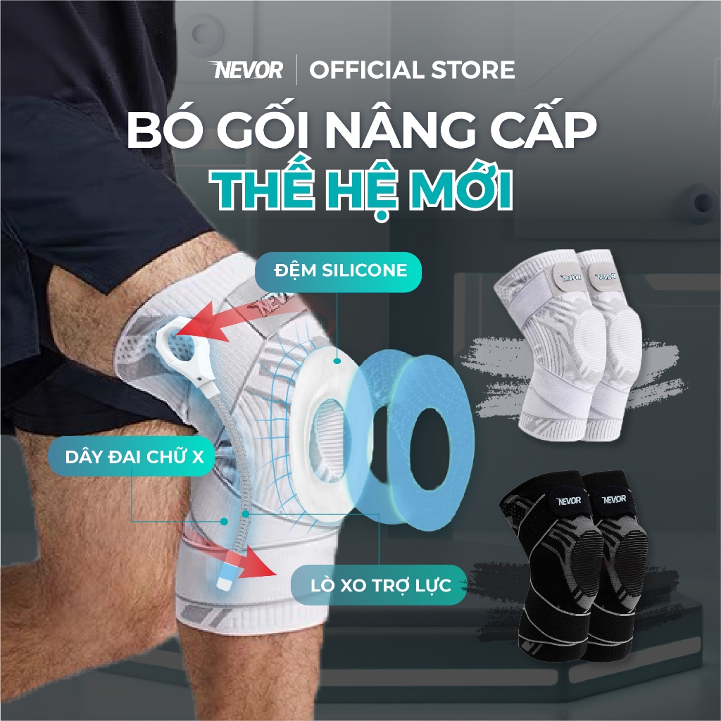 Bó Đầu Gối Thể Thao Nevor BDG13 Giúp Bảo Vệ, Phòng Ngừa Chấn Thương Dây Chằng Khi Đá Bóng, Chạy Bộ Tennis