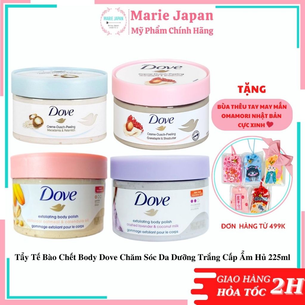 Tẩy Tế Bào Chết Body Dove Chăm Sóc Da Dưỡng Trắng Cấp Ẩm Hủ 225ml