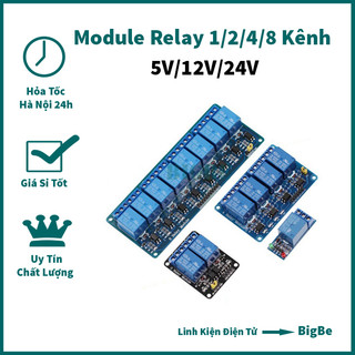 Module relay 5v/12v/24vdc 1/2/4 kênh có opto cách ly - relay 1 kênh, relay 2 kênh, relay 4 kênh