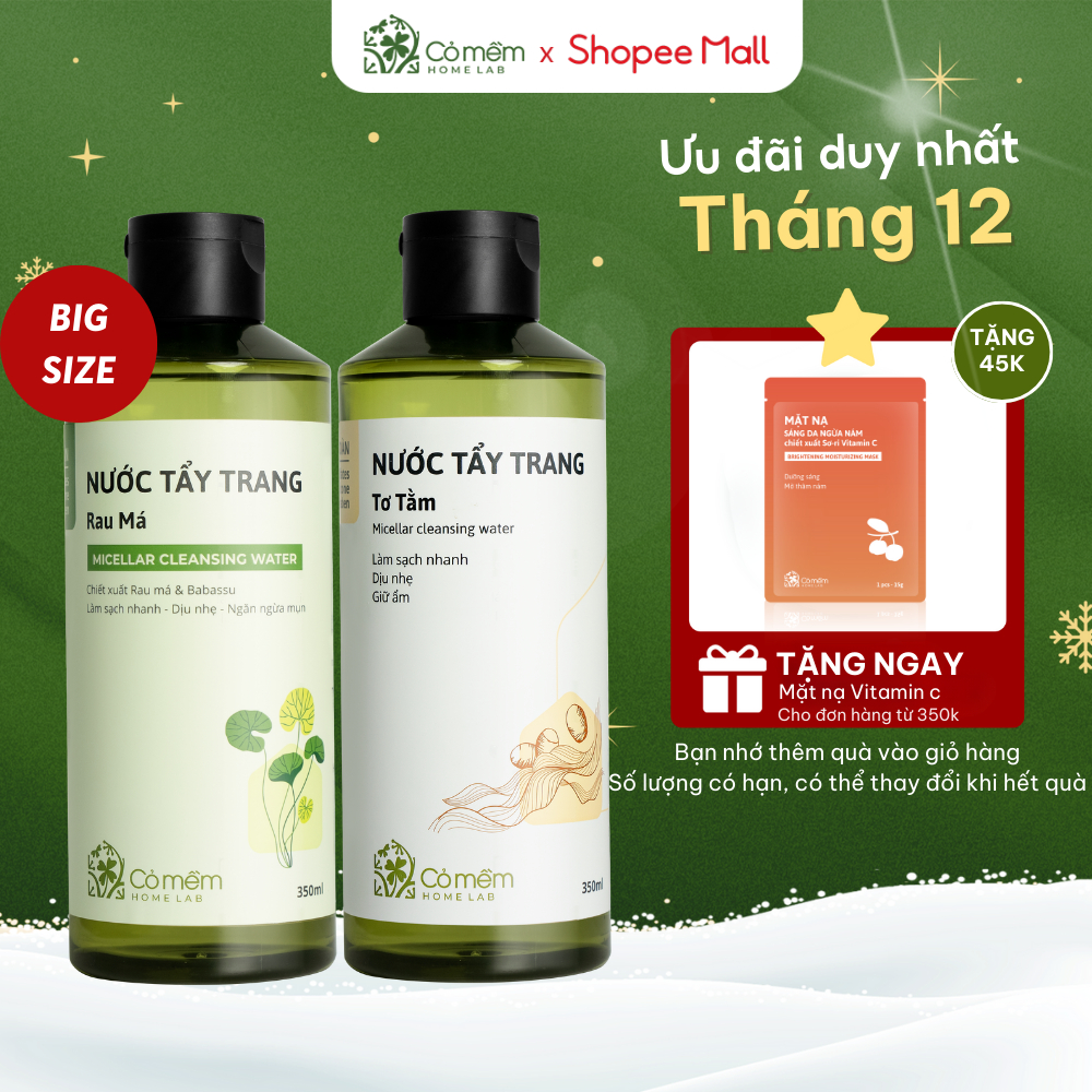 Nước Tẩy Trang Và Làm Sạch Sâu Cho Da Dầu Khô Mụn Nhạy Cảm Mềm Mịn An Toàn Cỏ Mềm 350ml