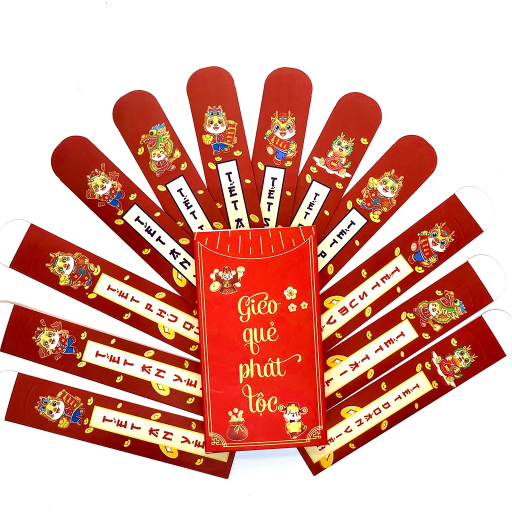 Phong Bao Lì Xì Gieo Quẻ Tết 2024 Năm Giáp Thìn Mẫu Rồng Chibi Hottrend Giấy C180 Siêu Dầy