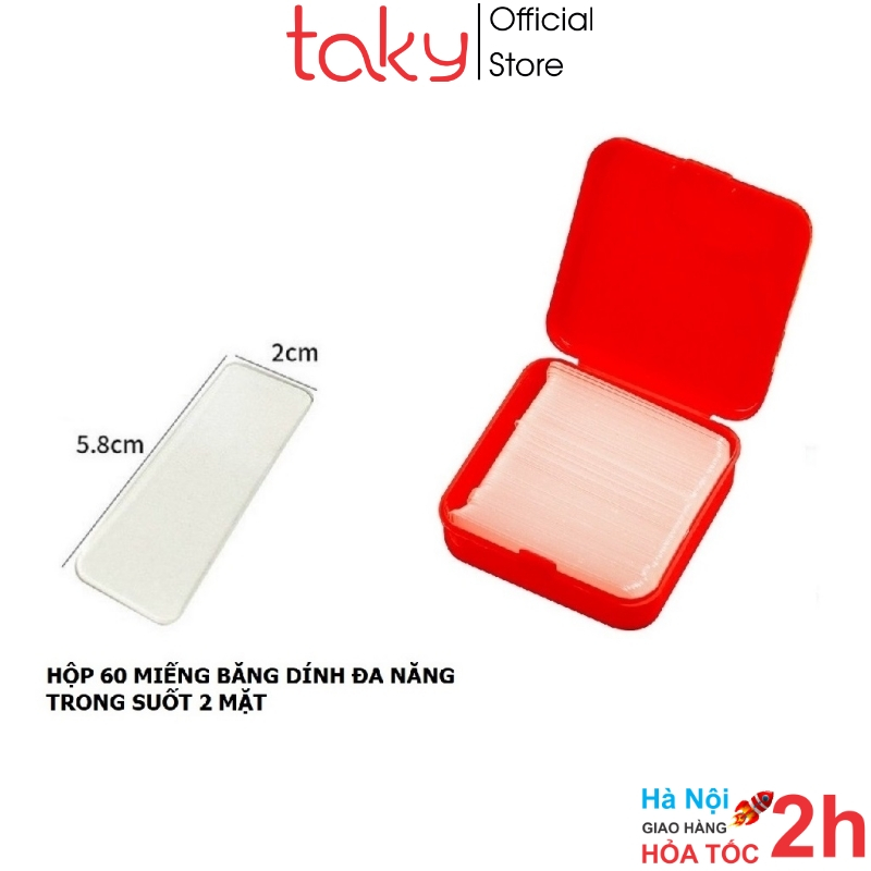 Hộp 60 Băng Keo - Taky Trong Suốt Dán Đồ Tiện Dụng, Băng Keo Siêu Dính Cố Định Đồ Vật Trong Nhà, Tái Sử Dụng. 6006