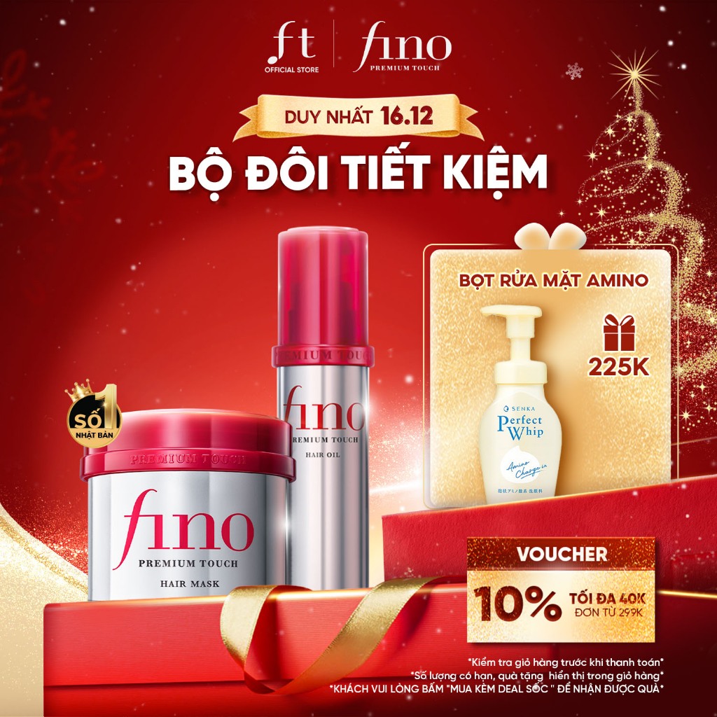   Kem ủ tóc cao cấp FINO Premium Touch 230g + Dầu dưỡng tóc cao cấp FINO PREMIUM TOUCH HAIR OIL B 70ml