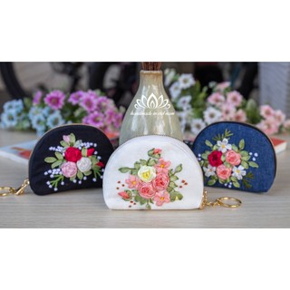 Ví móc khóa mini | Thêu ruy băng độc đáo