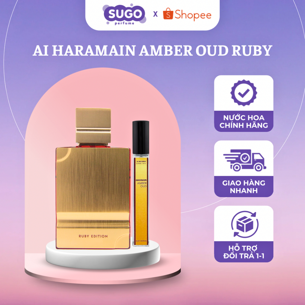 Nước hoa chiết nữ Al Haramain Amber Oud Ruby Edition EDP 10ml hương thơm sang chảnh, tinh tế, hương ngọt ngào, gỗ ấm