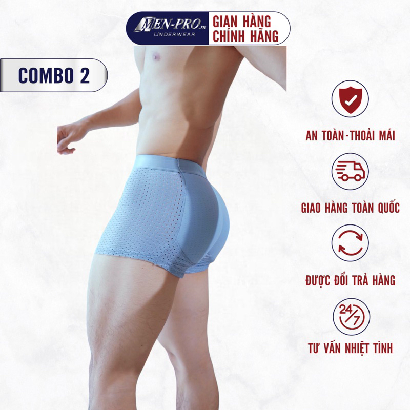 Combo 2 Quần lót độn mông nam giới không dấu vết -Men pro