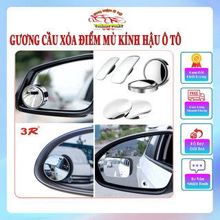 Bộ 2 gương cầu lồi gắn kính hậu ô tô xe hơi xoay 360 độ xoá điểm mù - Gương cầu lồi ô tô chính hãng 3R