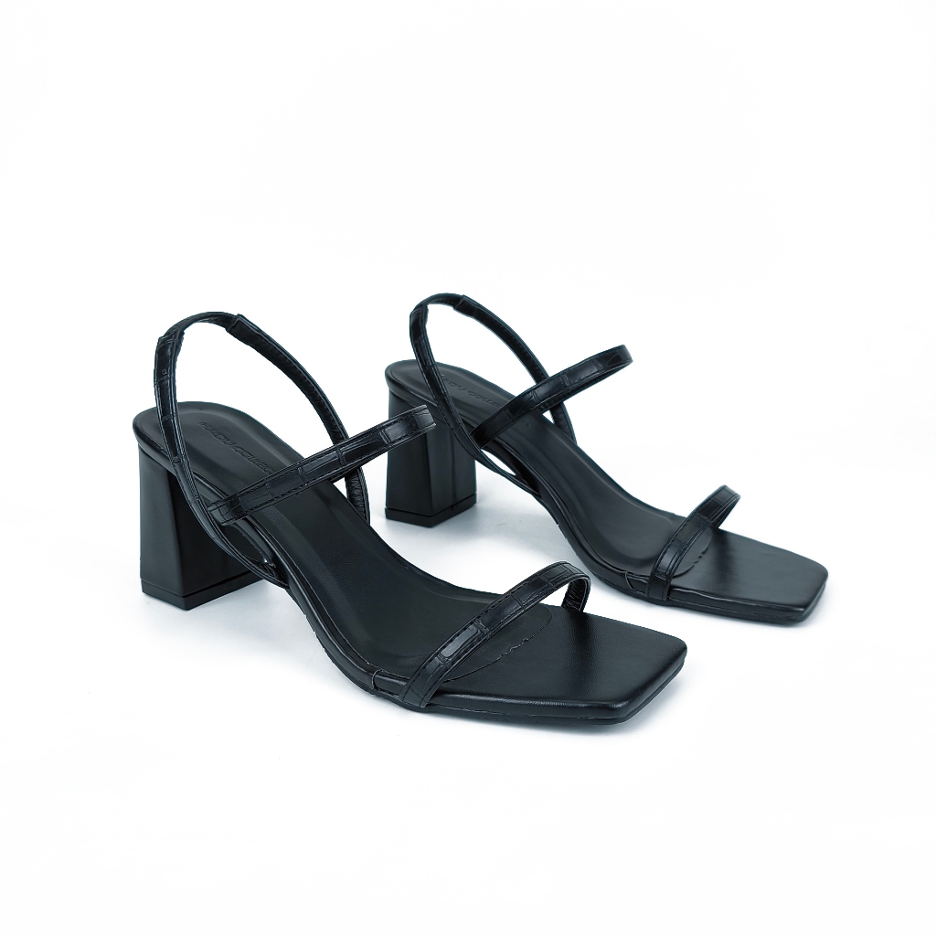 Giày Sandal Gót Vuông 5P Da Vân C.S Quai Ngang HADU HS702 Bảo Hành 12T