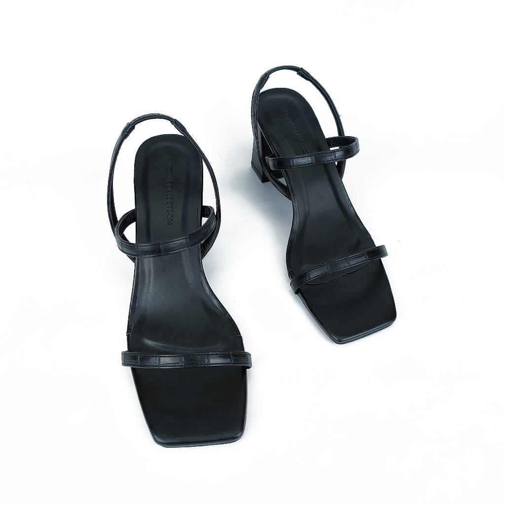 [Form nhỏ tăng 1 size] Giày Sandal Gót Vuông 5P Da Vân C.S Quai Ngang HADU HS702 Bảo Hành 12T