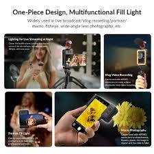 Kẹp điện thoại đa năng Apexel tích hợp đèn led 3 sắc độ màu, ren vặn 17mm và 37mm