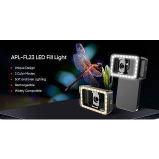 Kẹp điện thoại đa năng Apexel tích hợp đèn led 3 sắc độ màu, ren vặn 17mm và 37mm