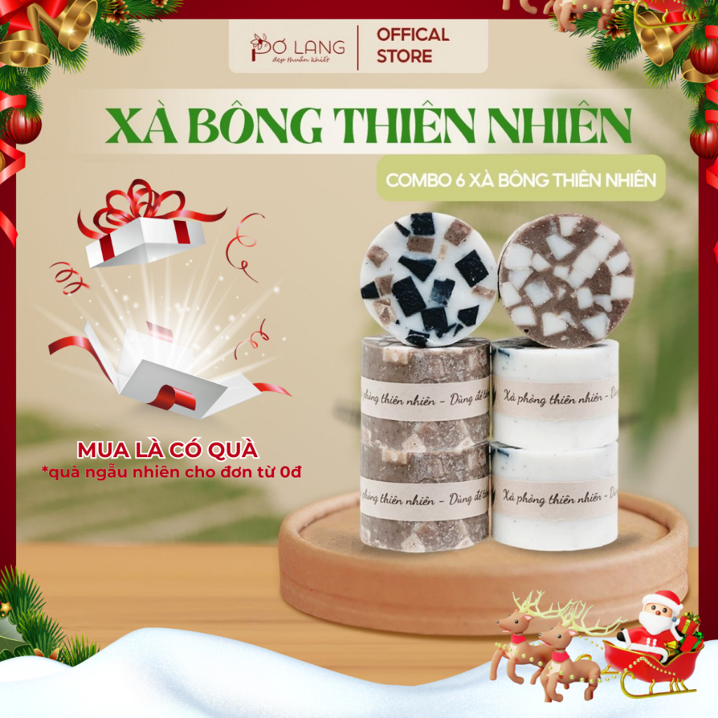 Combo xà bông thiên nhiên Pơ Lang làm sạch, dưỡng da 6 bánh 100g