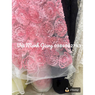 vải ren hoa tròn 3d