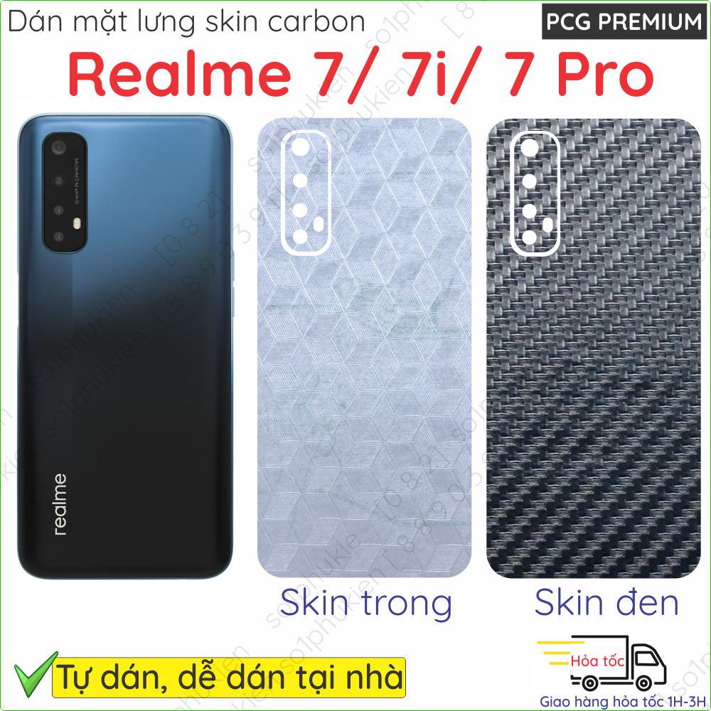 Miếng dán mặt lưng skin carbon Realme 7/ 7i/ 7 Pro