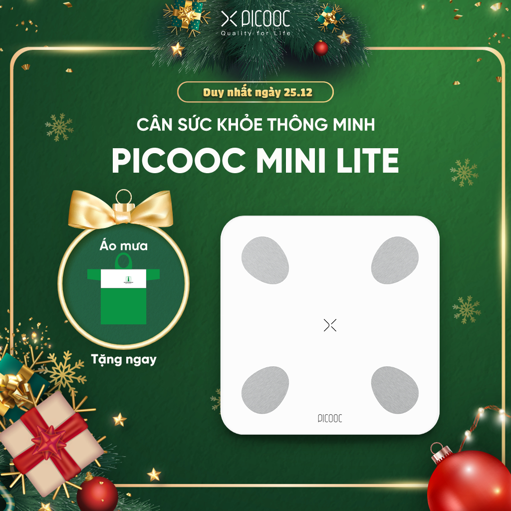 Cân Điện Tử Thông Minh PICOOC Mini Lite - Phiên bản Quốc Tế - APP TIẾNG VIỆT - Đo 13 chỉ số cơ thể - Hàng Chính Hãng