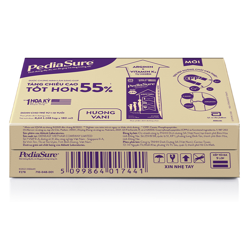 Combo 2 Thùng 48 Hộp Sữa nước Pediasure Vani ít ngọt 180ml/hộp