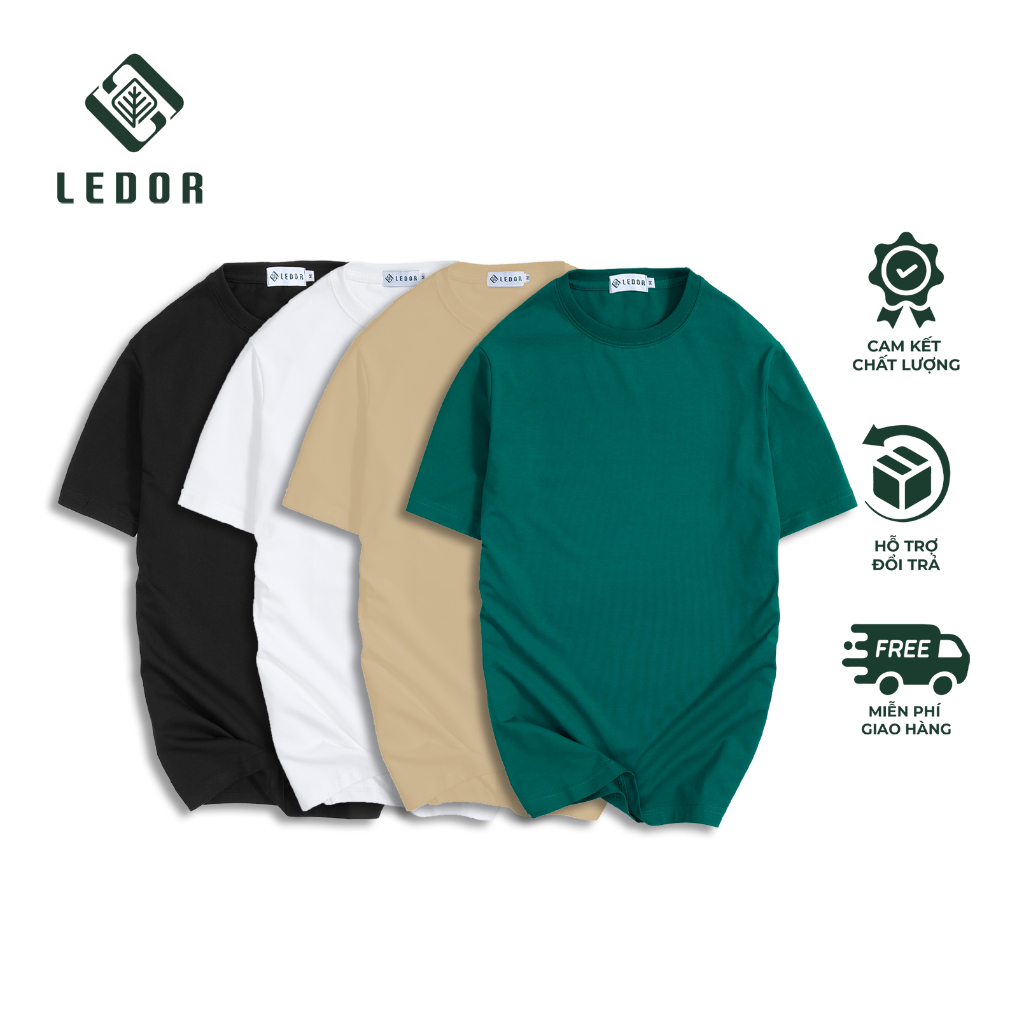 Áo thun BODY nam BASIC LEDOR cổ cao, vải Cotton, thoáng mát, chuẩn form