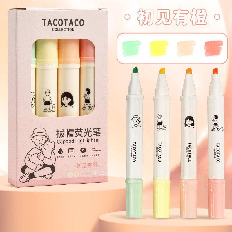 Set 4 bút highlight Tacotaco
