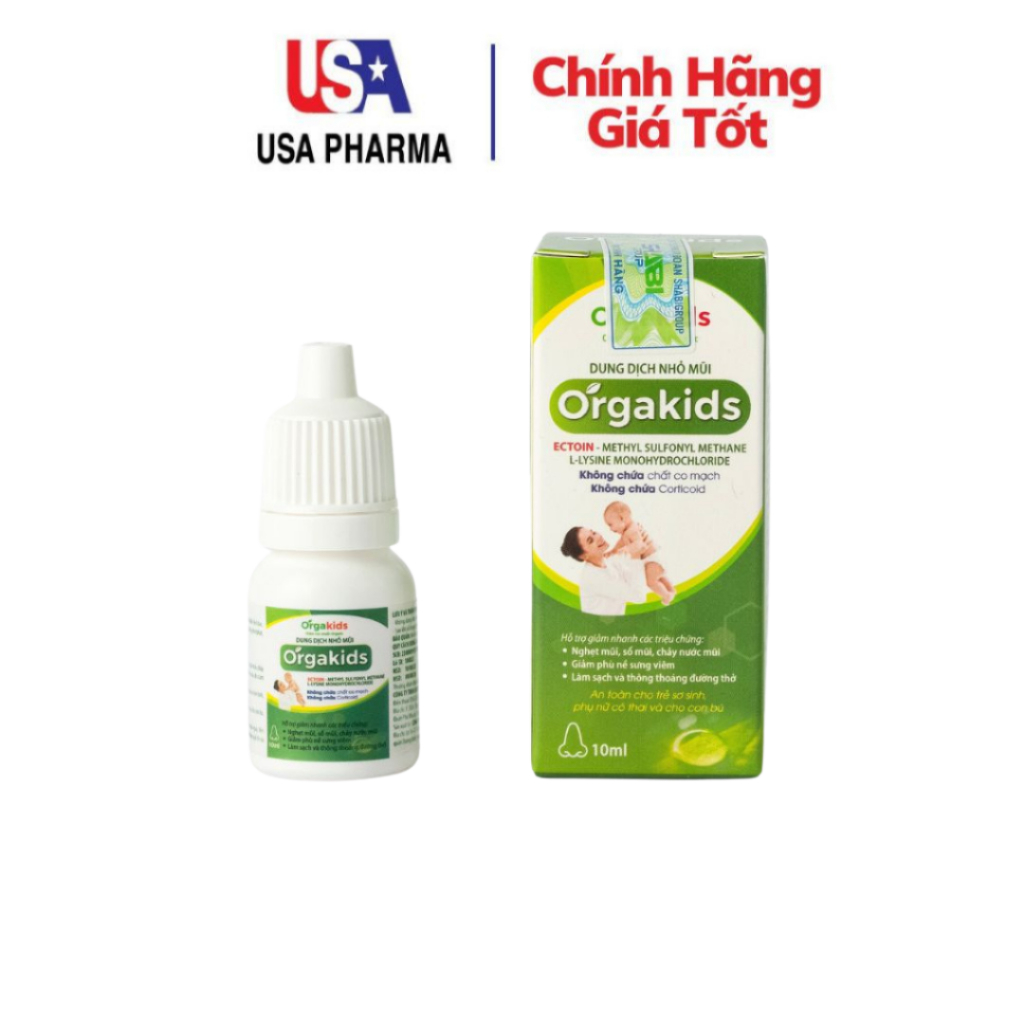 Dung dịch nhỏ mũi cao cấp cho bé Orgakids an toàn cho trẻ sơ sinh và phụ nữ có thai - Lọ 10ml