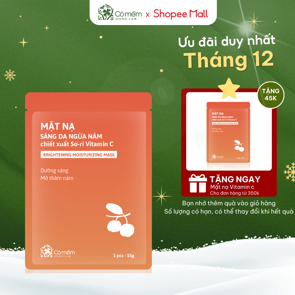 Mặt nạ Vitamin C sáng da ngừa nám Cỏ Mềm 15g