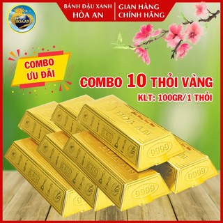 Combo 10 hộp bánh đậu xanh hòa an thỏi vàng 100gr
