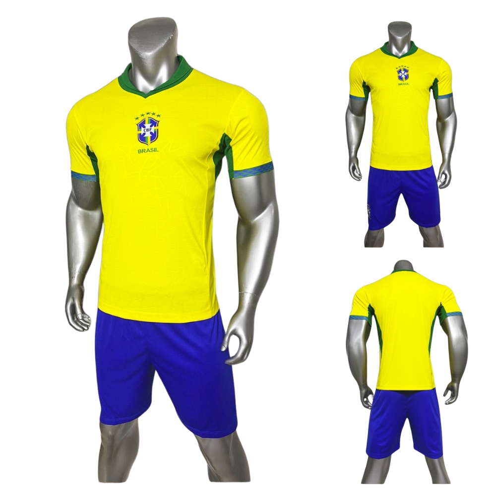 Quần Áo Bóng Đá, Đồ Đá Banh Đội Tuyển Brazil Vàng 8kg - 88kg - 2024 Thun Lạnh Cao Cấp - Logo Thêu - Thể Thao Khỏe
