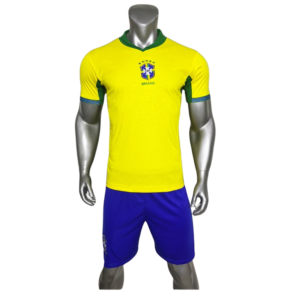 Quần Áo Bóng Đá, Đồ Đá Banh Đội Tuyển Brazil Vàng 8kg - 88kg - 2024 Thun Lạnh Cao Cấp - Logo Thêu - Thể Thao Khỏe
