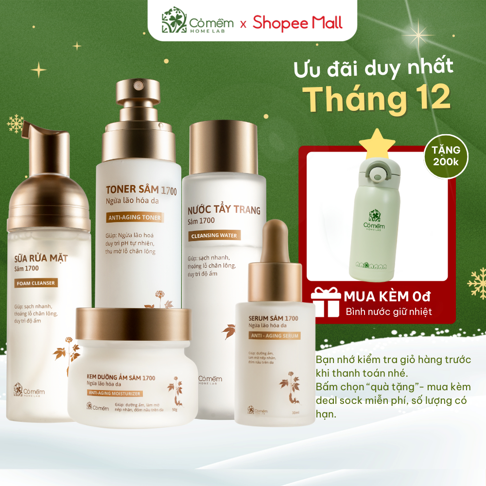 Combo Trọn Bộ Chăm Sóc Da Sâm 1700 Ngừa Lão Hoá Da Mờ Nếp Nhăn Đốm Nâu Cỏ Mềm