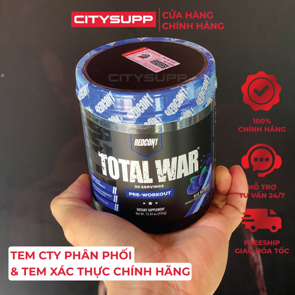 Chính hãng Redcon1 Total War 30 Lần Dùng - Pre Workout, Tăng Năng Lượng,