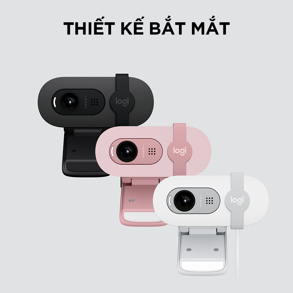 Webcam Full HD Logitech Brio 100 - Cân bằng ánh sáng, Mic, Màn chập, USB-A - Hàng Chính Hãng - Bảo Hành 12 Tháng