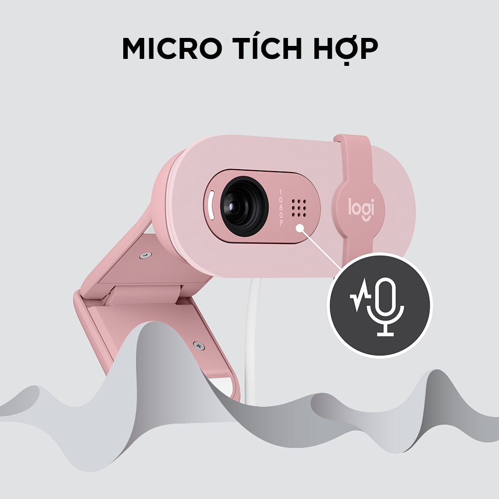Webcam Full HD Logitech Brio 100 - Cân bằng ánh sáng, Mic, Màn chập, USB-A - Hàng Chính Hãng - Bảo Hành 12 Tháng