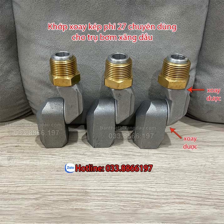 Khớp xoay kép phi 27 chuyên dùng cho trụ bơm xăng dầu