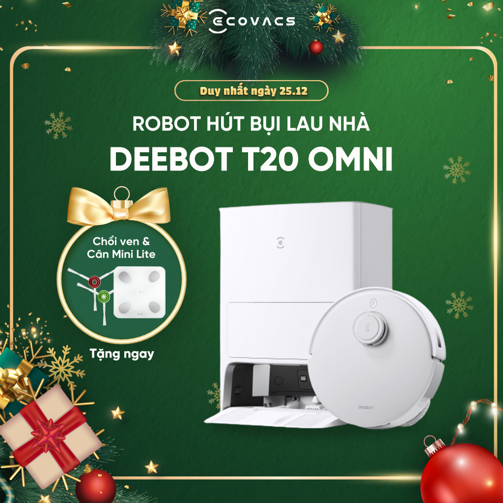 Robot hút bụi lau nhà Ecovacs Deebot T20 Omni _ Lực hút 6000Pa _ Bản quốc tế _ Hàng Chính Hãng