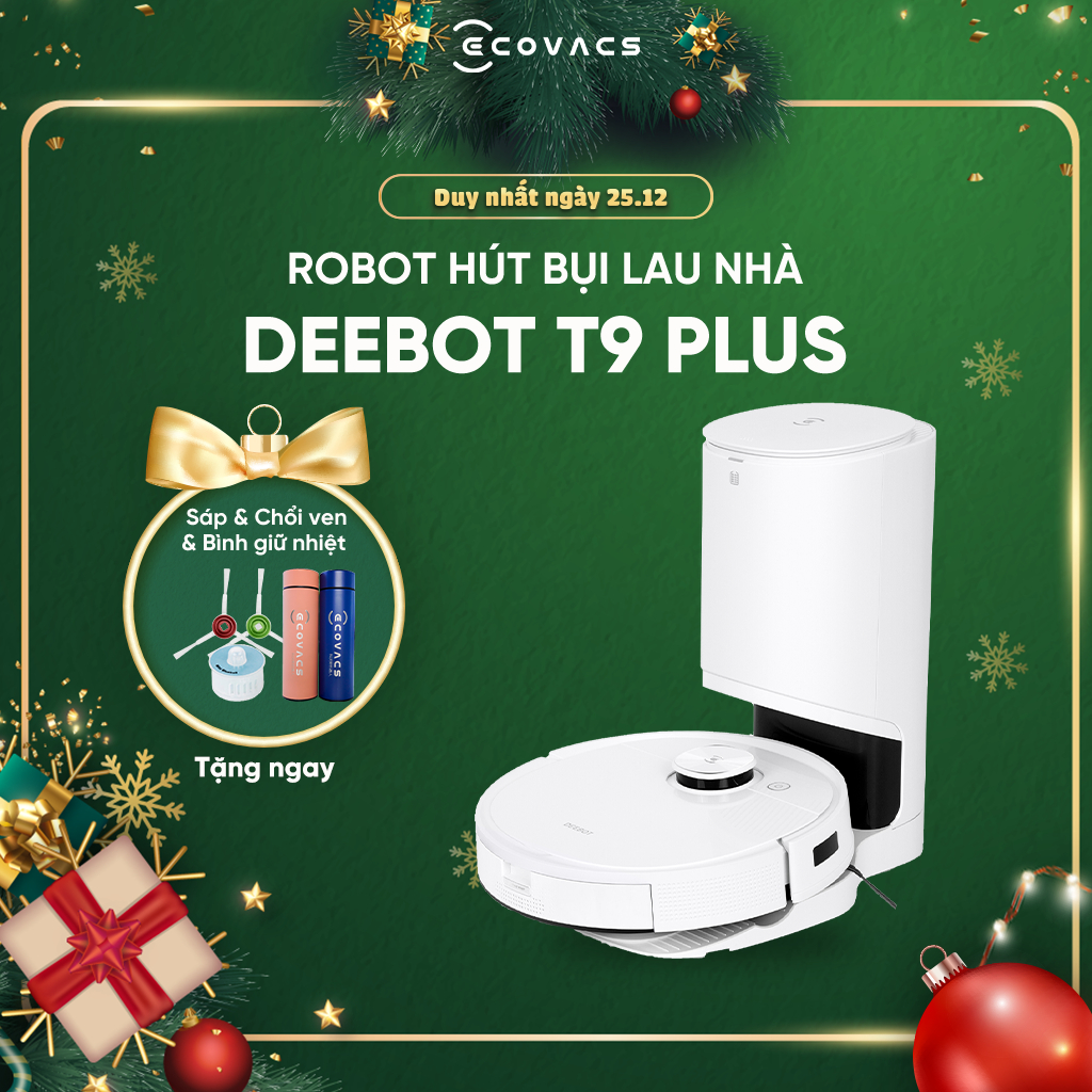 Robot Hút Bụi Lau Nhà Ecovacs Deebot T9 Plus(DLX13-44)- Lực hút Max 3000Pa - Hàng Chính Hãng - Bản Quốc Tế