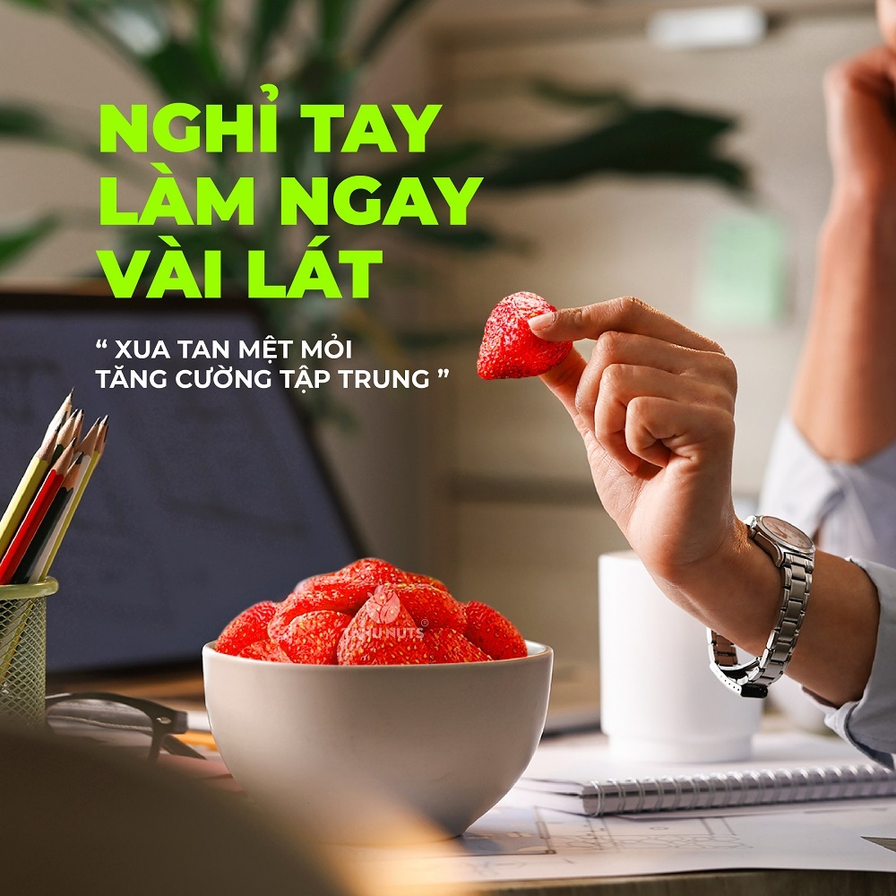 Dâu tây sấy dẻo TANU NUTS hũ 400g, trái cây sấy tốt cho người ăn kiêng, bà bầu.