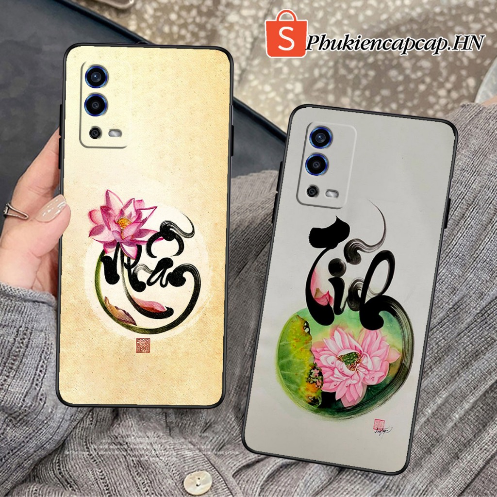 Ốp lưng Oppo A55 / A55 5G - Ốp Oppo in hình thư pháp Hoa Sen, Tâm An, Nhẫn