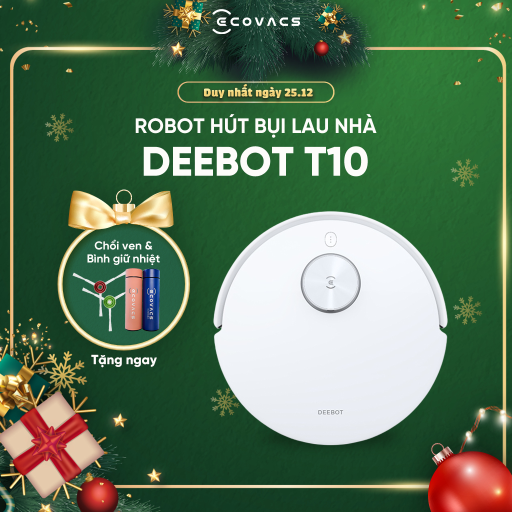 Robot hút bụi lau nhà Ecovacs Deebot T10_Lực hút 3000 Pa _Bản Quốc tế_Hàng chính hãng