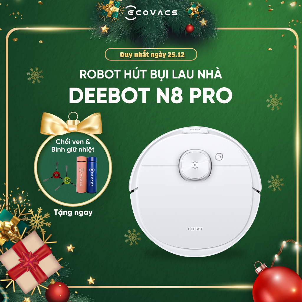 Robot Hút Bụi Lau Nhà Ecovacs Deebot N8 Pro(DLN11) - Lực hút MAX  2600 Pa - Bản quốc tế - Hàng Chính Hãng